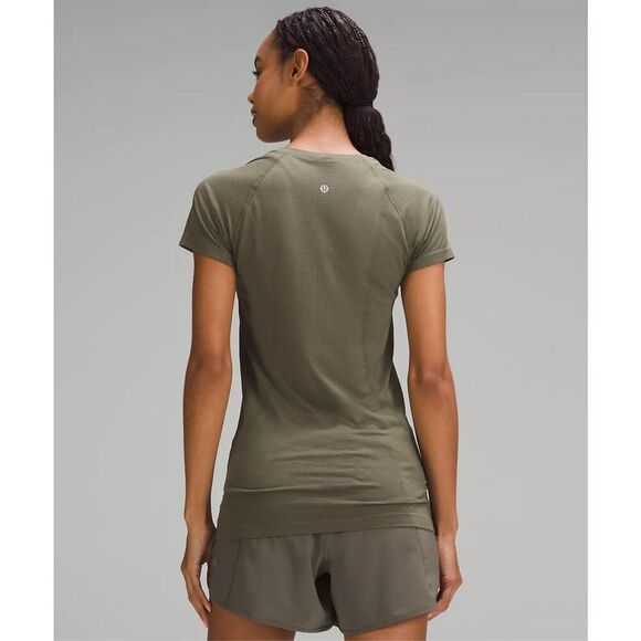 Lululemon Swiftly Tech Short-Sleeve Shirt 2.0 Hip Length Olive Green Stretch $68 - Picture 4 of 6